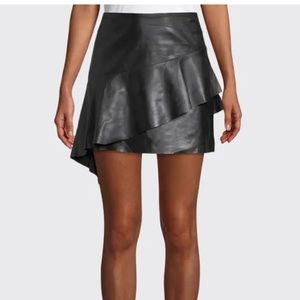 NWT Joie Botan Draped Ruffle Leather Mini Skirt